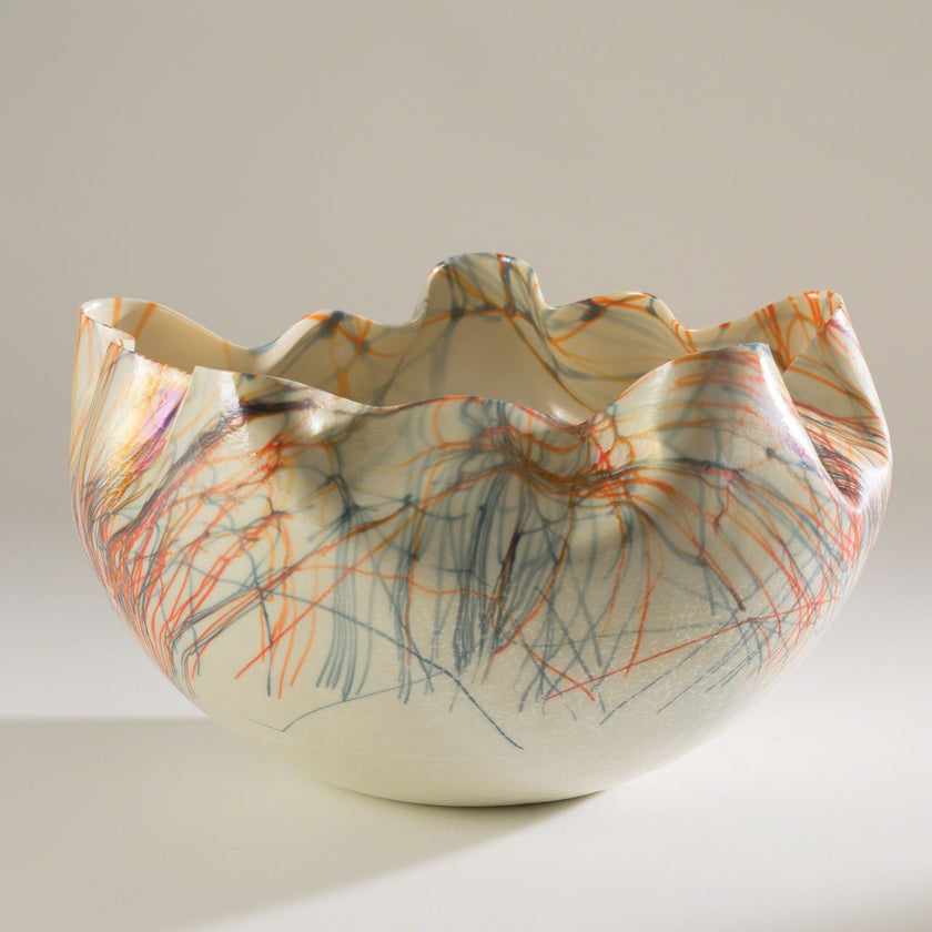 Global Views Orange Blue Cambrian Bowl