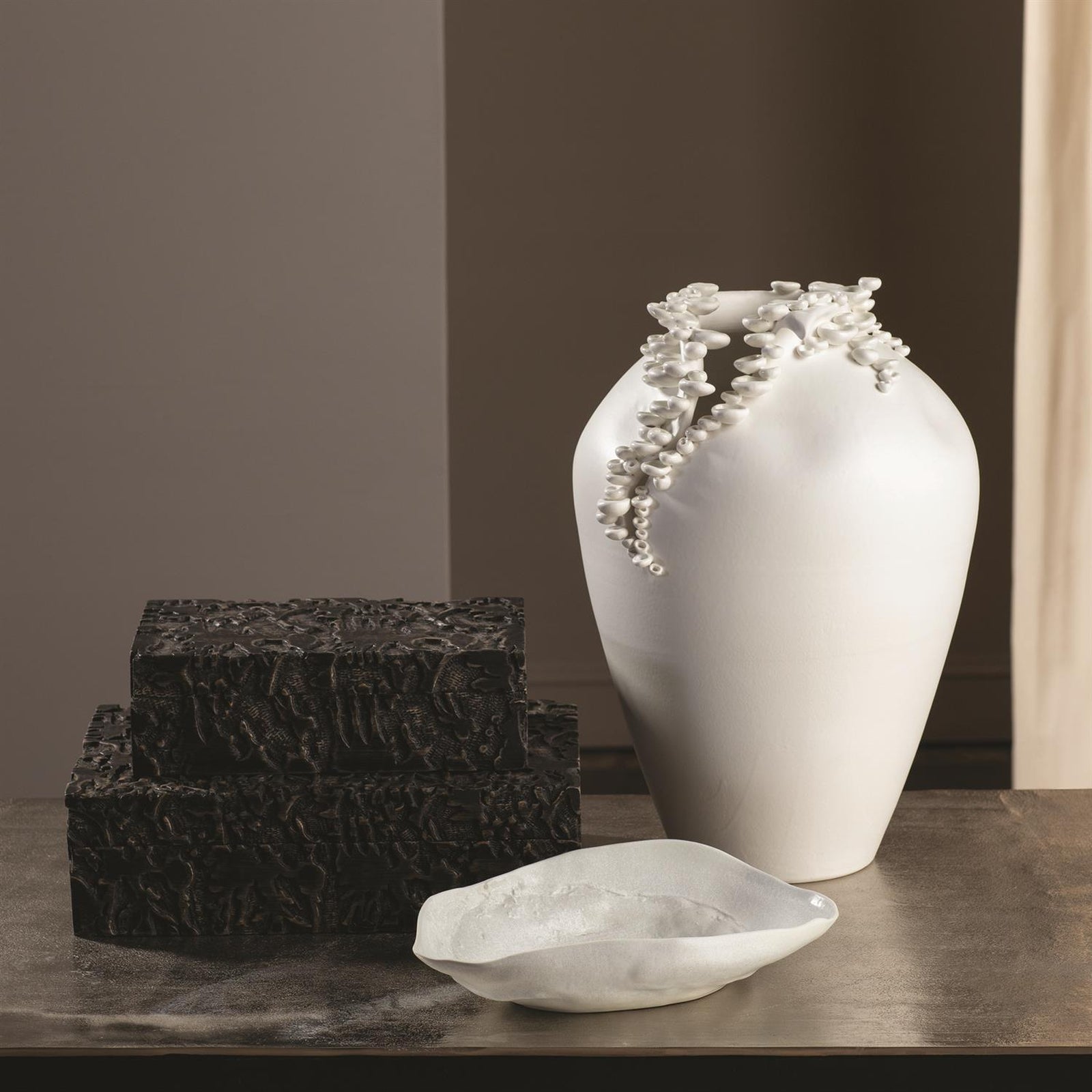 Global Views Cascading Reef Vase White