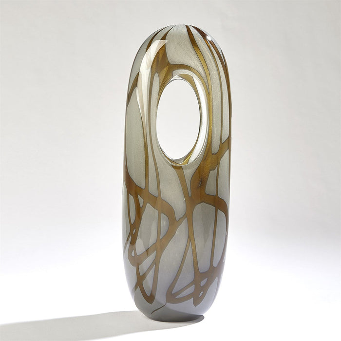Global Views Swirl Vase Amber/Grey