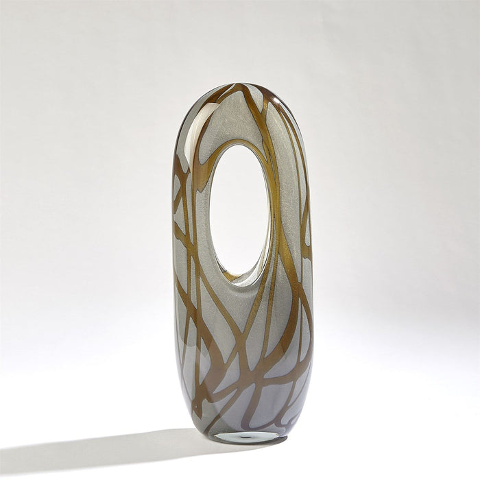 Global Views Swirl Vase Amber/Grey