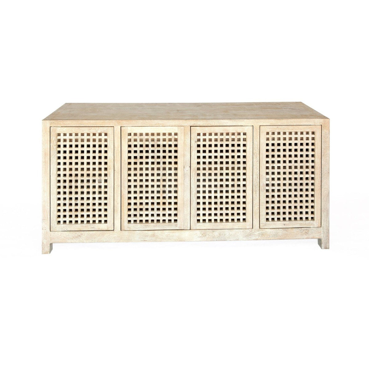 Global Views Driftwood Light Cream Lattice Credenza