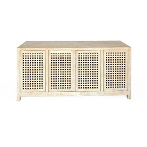 Global Views Driftwood Light Cream Lattice Credenza