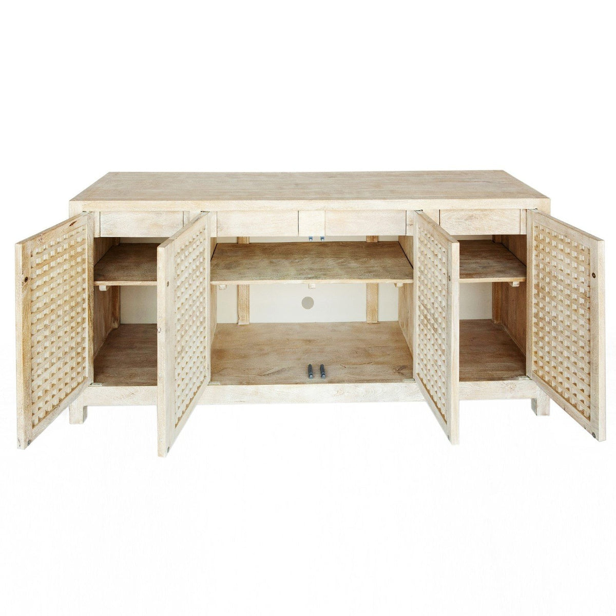 Global Views Driftwood Light Cream Lattice Credenza