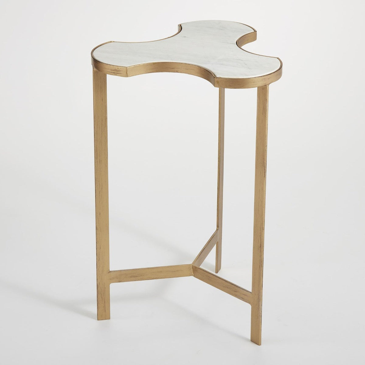 Global Views Gold White Marble Top Link Bunching Table