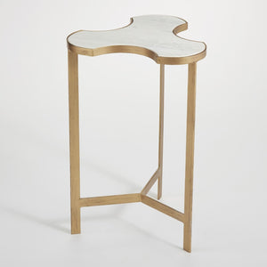 Global Views Gold White Marble Top Link Bunching Table