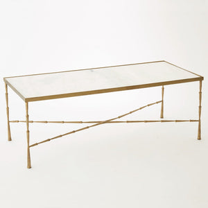 Global Views Brass Spike Cocktail Table with Marble Top