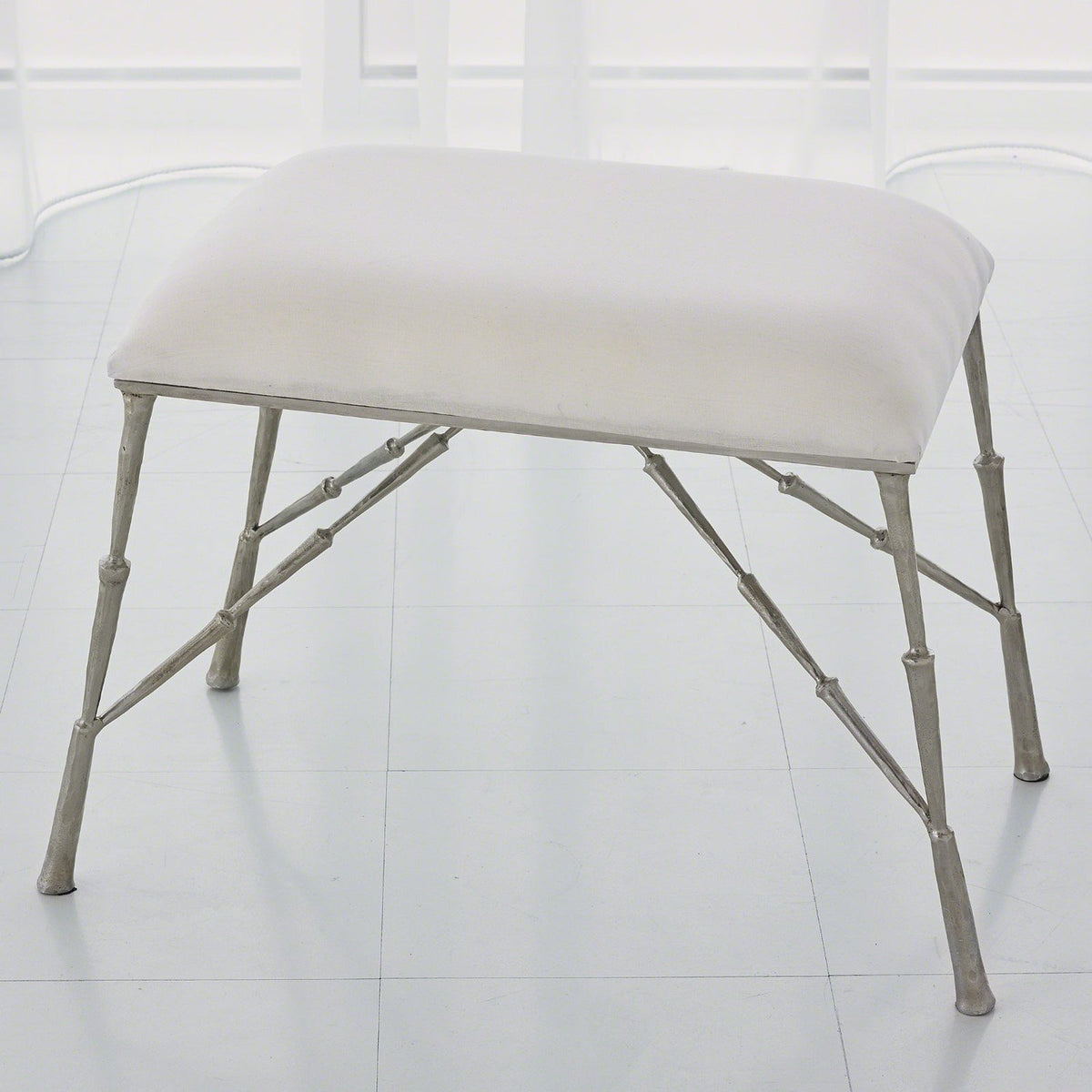 Global Views Muslin Cushion Antique Brass Spike Bench