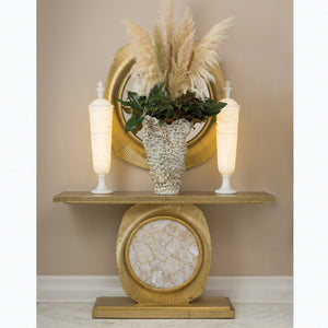 Global Views Brass Opera Fluted Quartz Insert Console