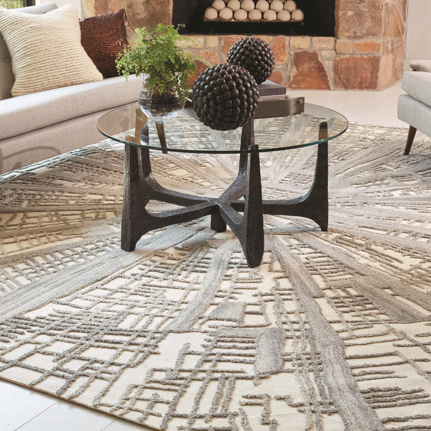 Global Views Ivory Natural Grey Vortex Rug