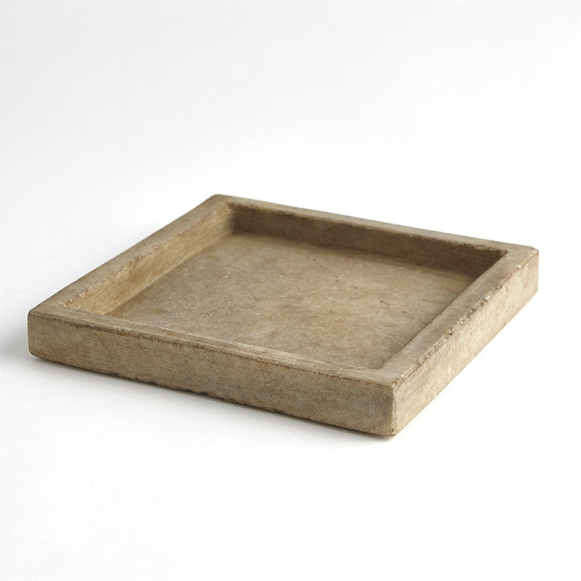 Global Views Antiqued White Marble Tray