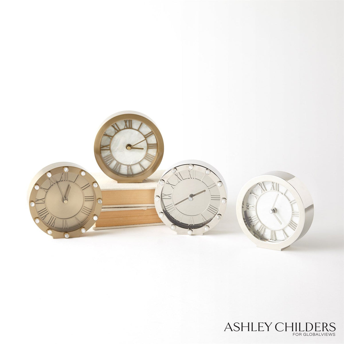 Global Views Brass Mother of Pearl Clock by Ashley Childers