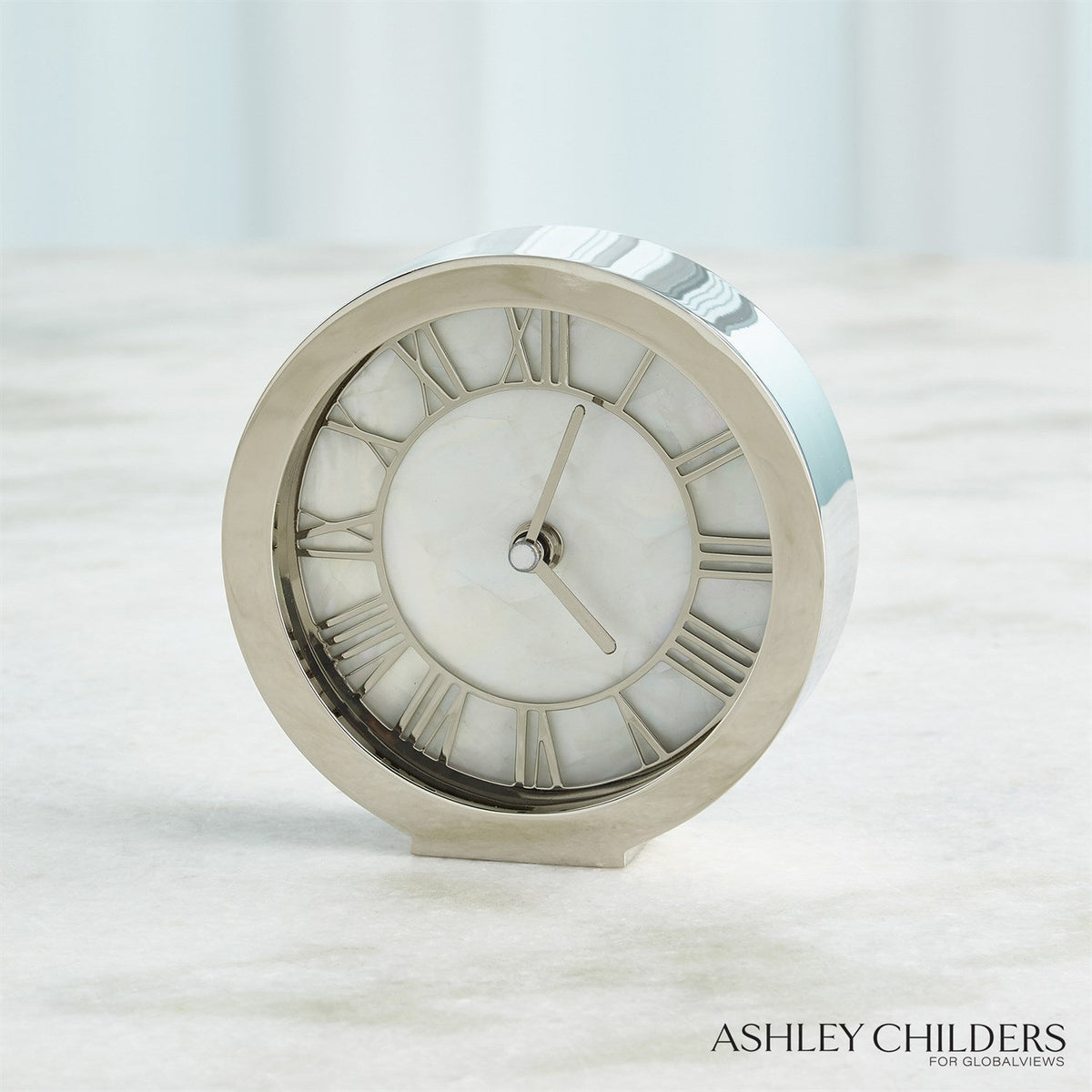 Global Views Brass Mother of Pearl Clock by Ashley Childers
