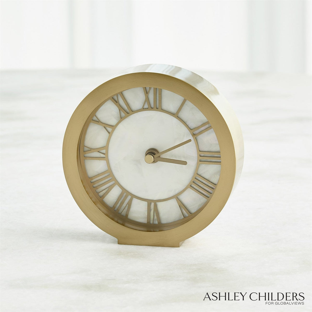 Global Views Brass Mother of Pearl Clock by Ashley Childers