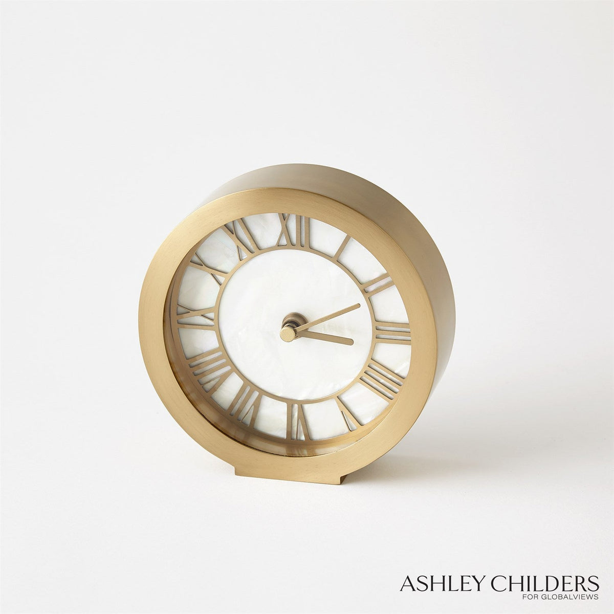 Global Views Brass Mother of Pearl Clock by Ashley Childers