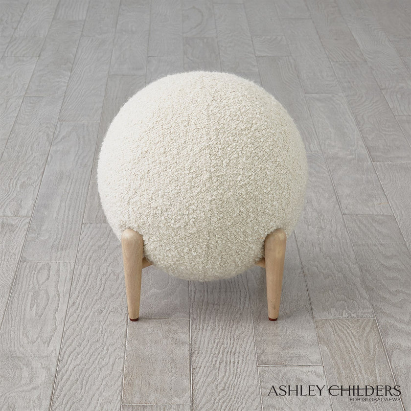 Global Views Shearling Ball Stool by Ashley Childers
