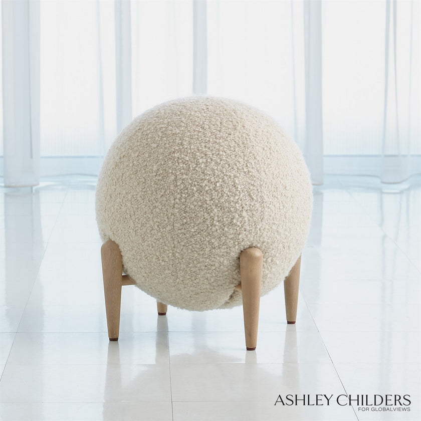 Global Views Shearling Ball Stool by Ashley Childers