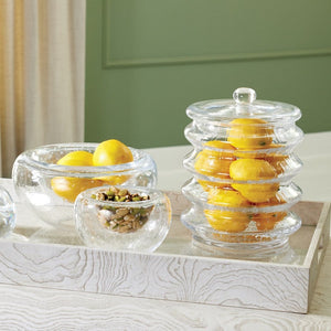 Global Views Clear Seeded Wave Canister by Ashley Childers Clearance