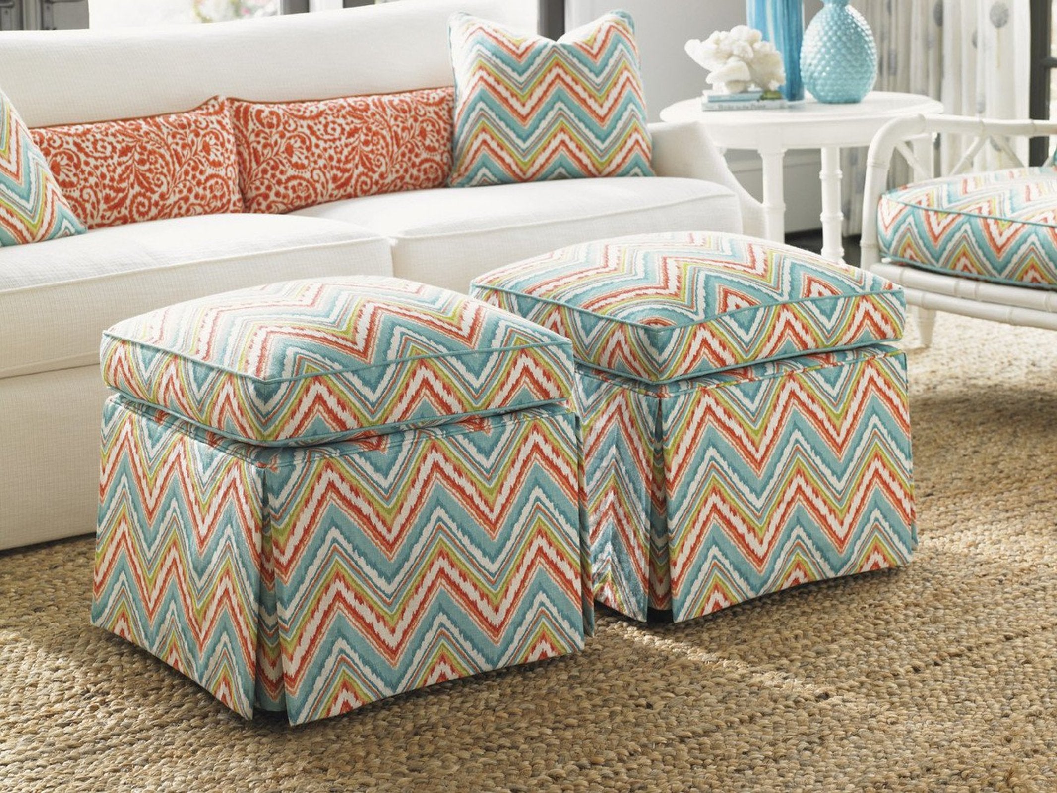 Tommy Bahama Home Ivory Key Half Moon Caye Ottoman