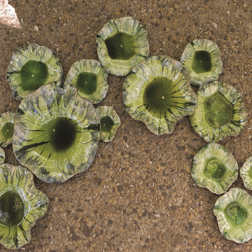 Global Views Green Free Formed Lily Plate
