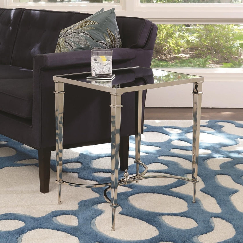 Global Views Rectangular French Square Leg Table - Brass and Black Granite