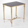Global Views Rectangular French Square Leg Table - Brass and Black Granite