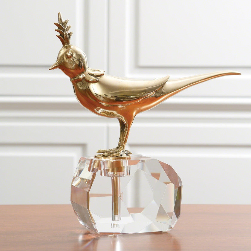 Global Views Brass Bird on Crystal Rock