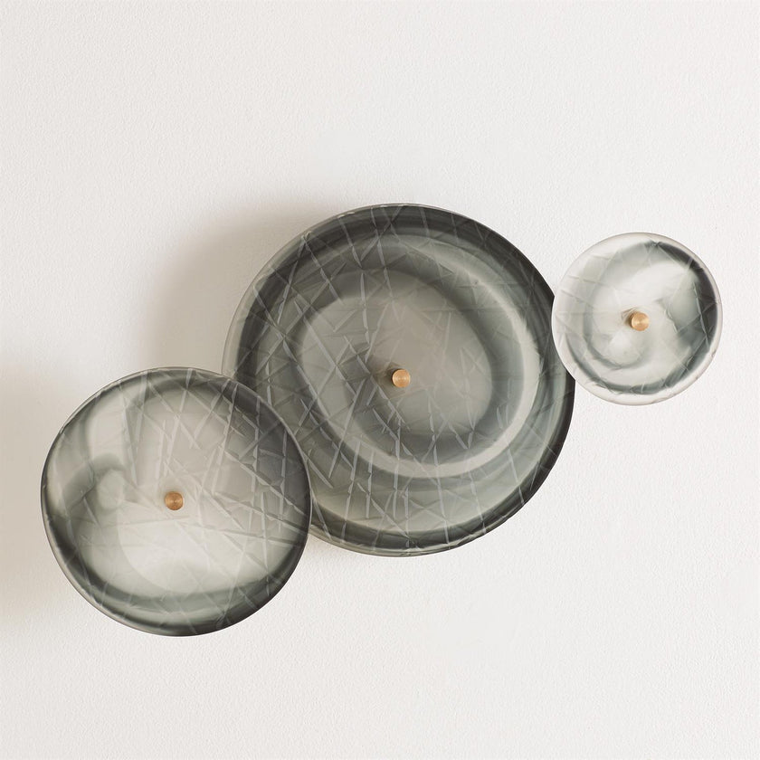 Global Views Set of 3 Crosshatched Wall Discs
