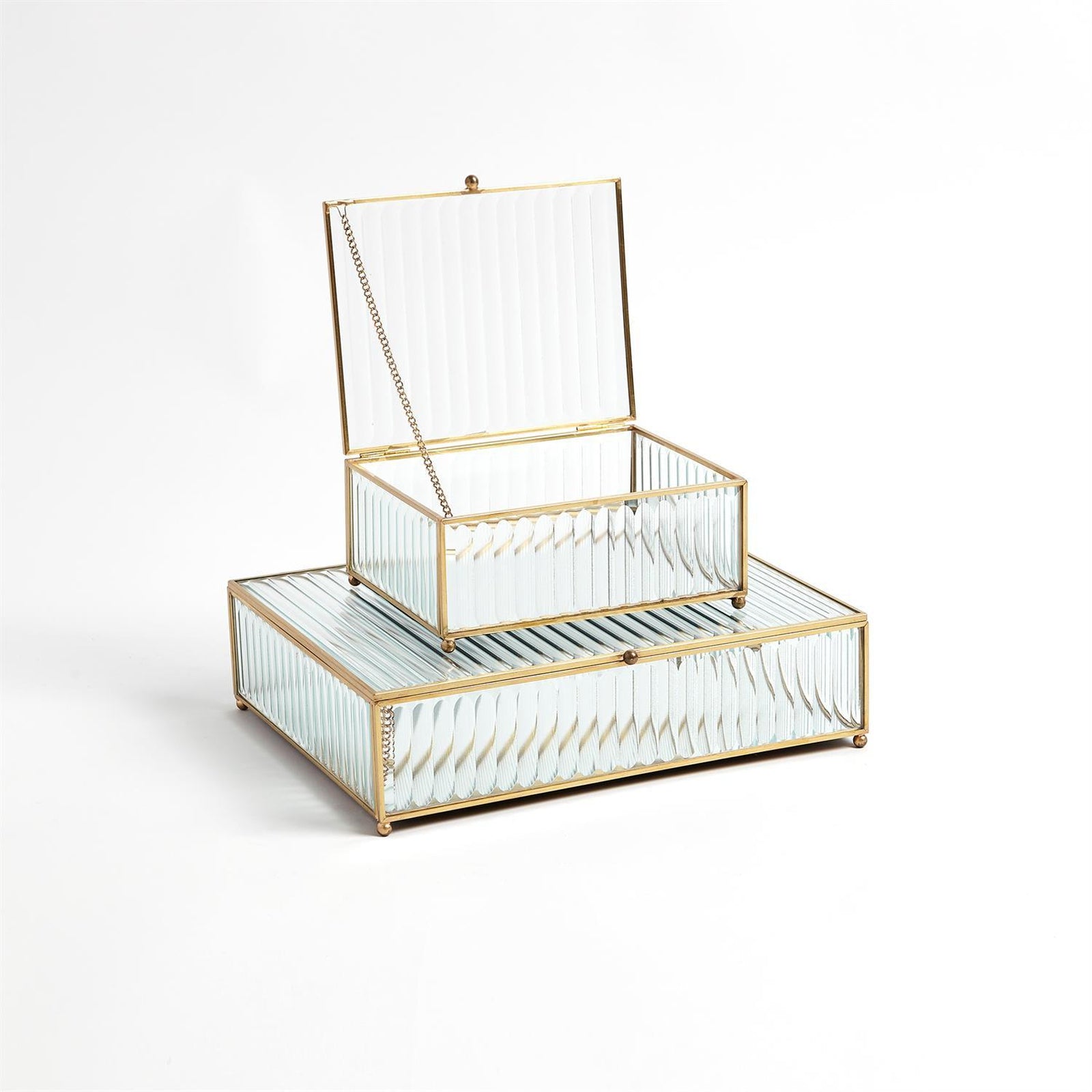 Global Views Reeded Glass Box Clear