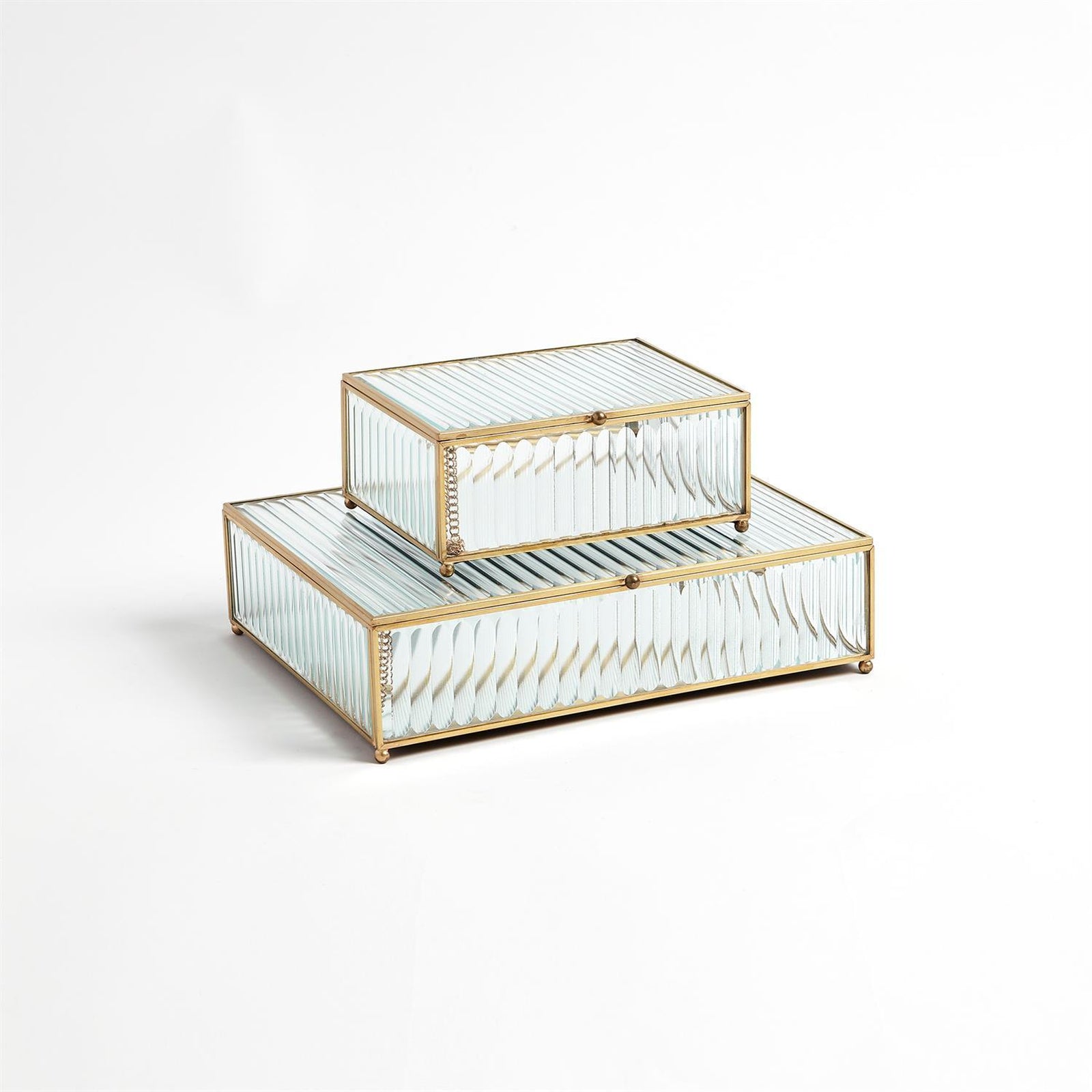 Global Views Reeded Glass Box Clear
