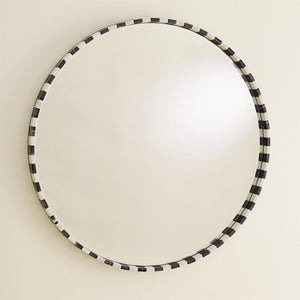 Global Views Black/White Marble Mirror Round