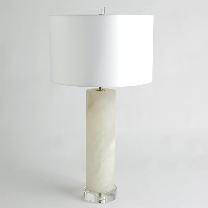 Global Views Alabaster Cylinder Table Lamp Brass