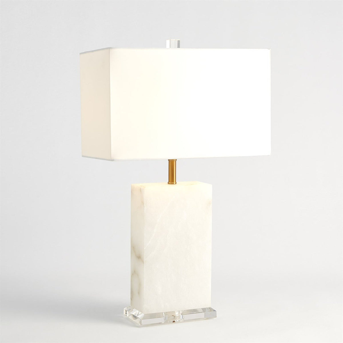 Global Views Brass Alabaster Rectangular Table Lamp