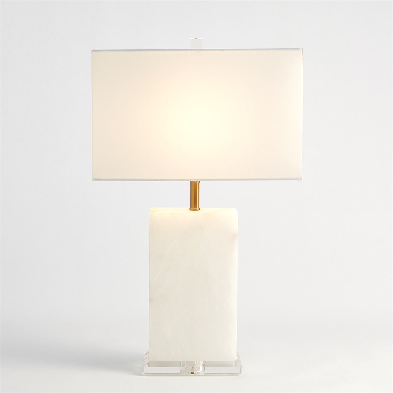 Global Views Alabaster Rectangular Table Lamp Brass