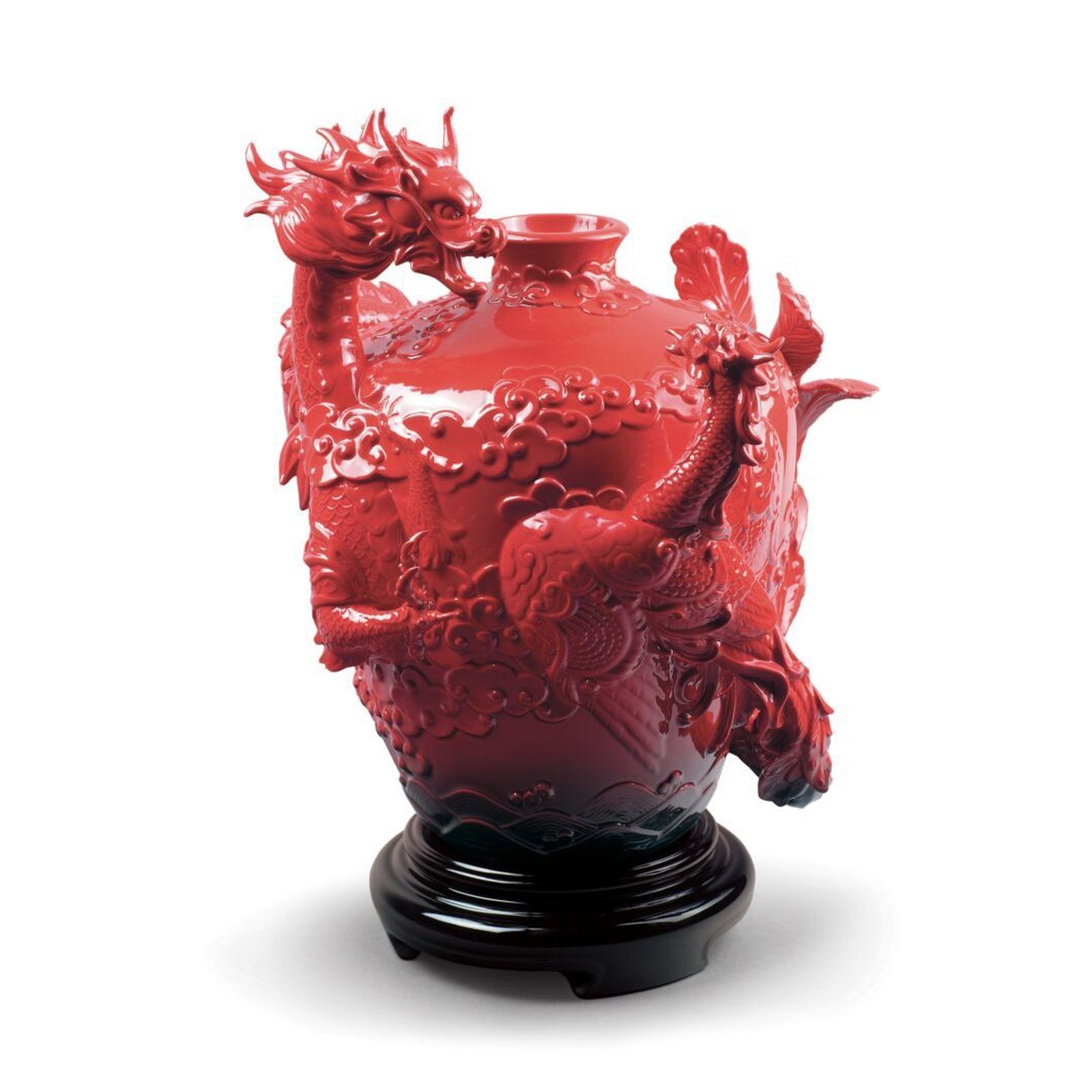 Lladro Dragon and Phoenix Vase