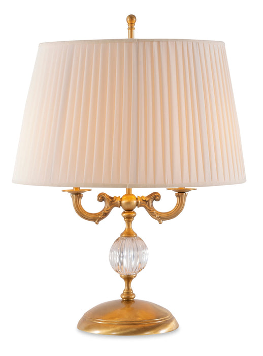 Maitland Smith Aged Brass Table Lamp with Crystal Insert