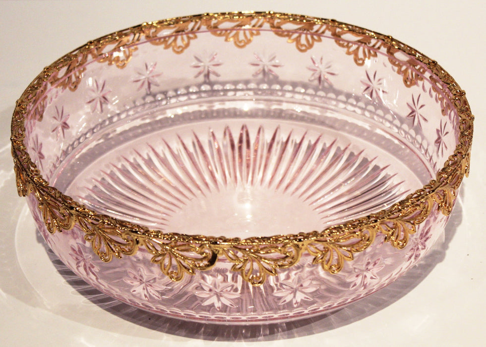 Maitland Smith Pink Carved Crystal Bowl