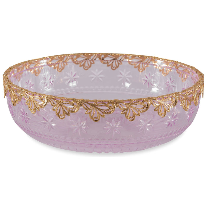 Maitland Smith Pink Carved Crystal Bowl