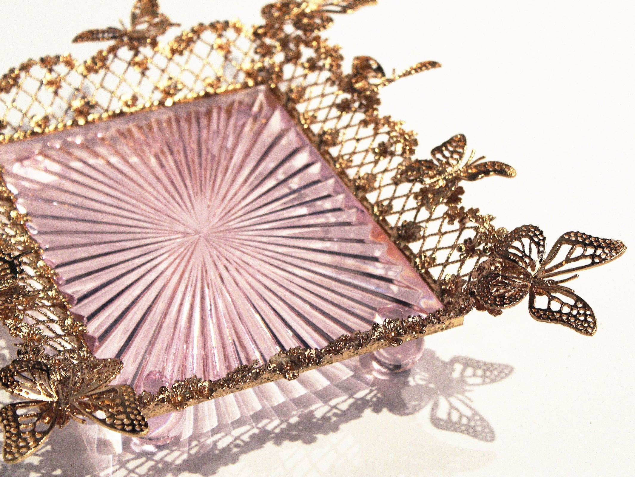 Maitland Smith Pink Carved Butterfly Tray DSC