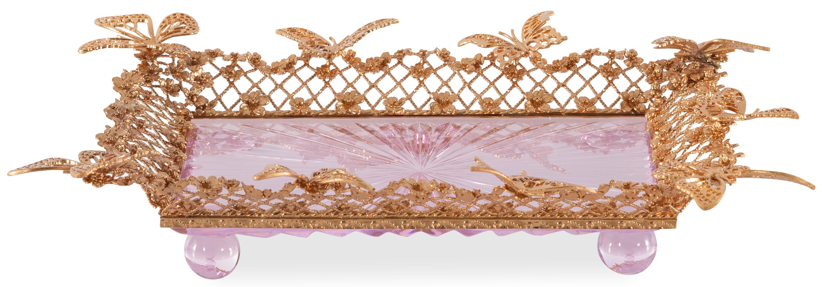 Maitland Smith Pink Carved Butterfly Tray DSC
