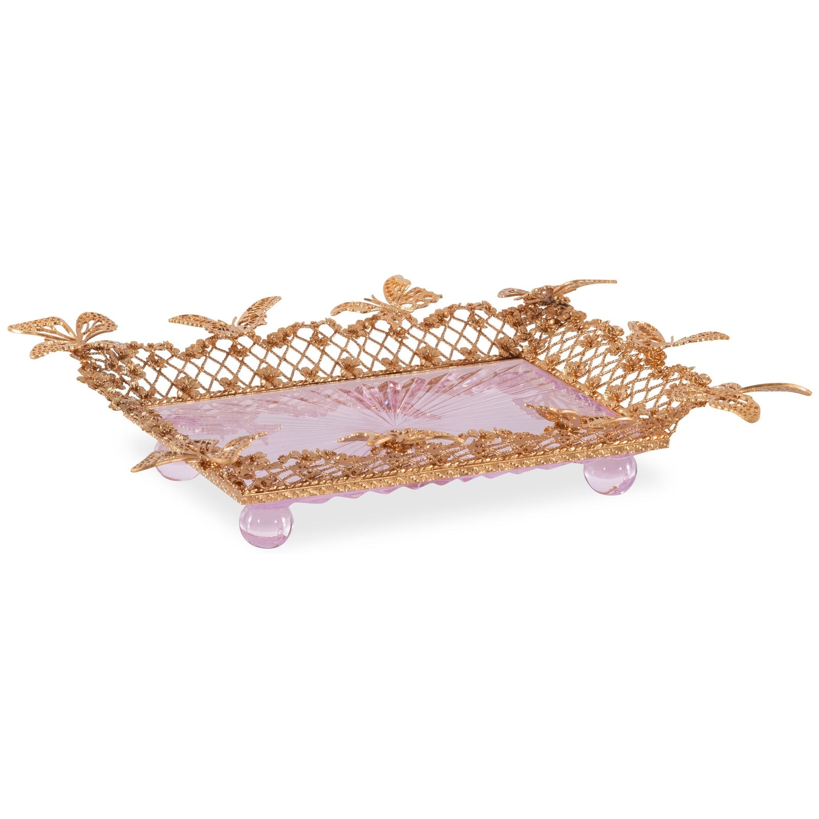 Maitland Smith Pink Carved Butterfly Tray DSC