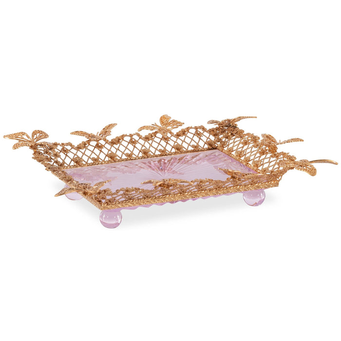 Maitland Smith Pink Carved Butterfly Tray