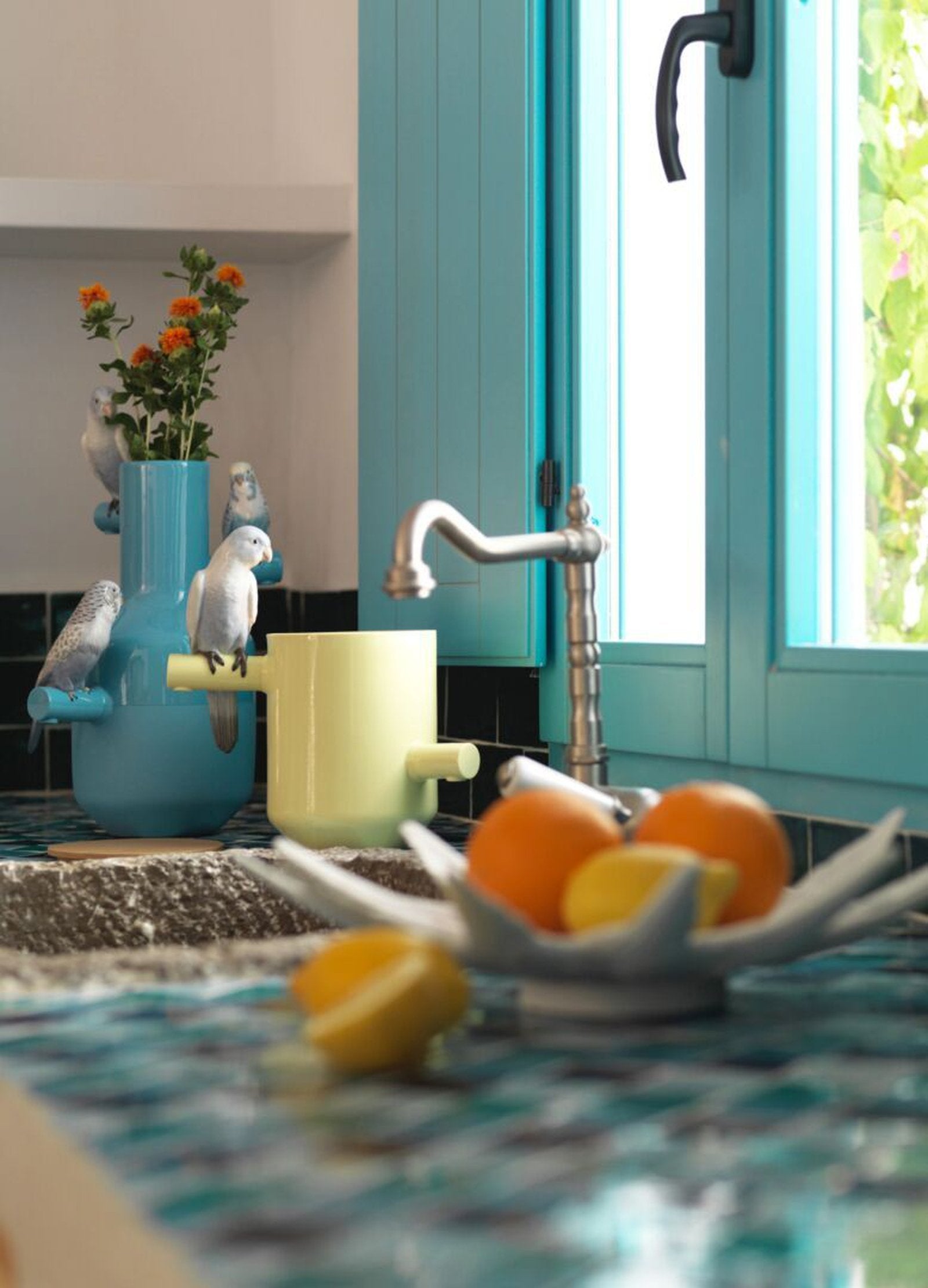 Lladro Parrot Parade Vase