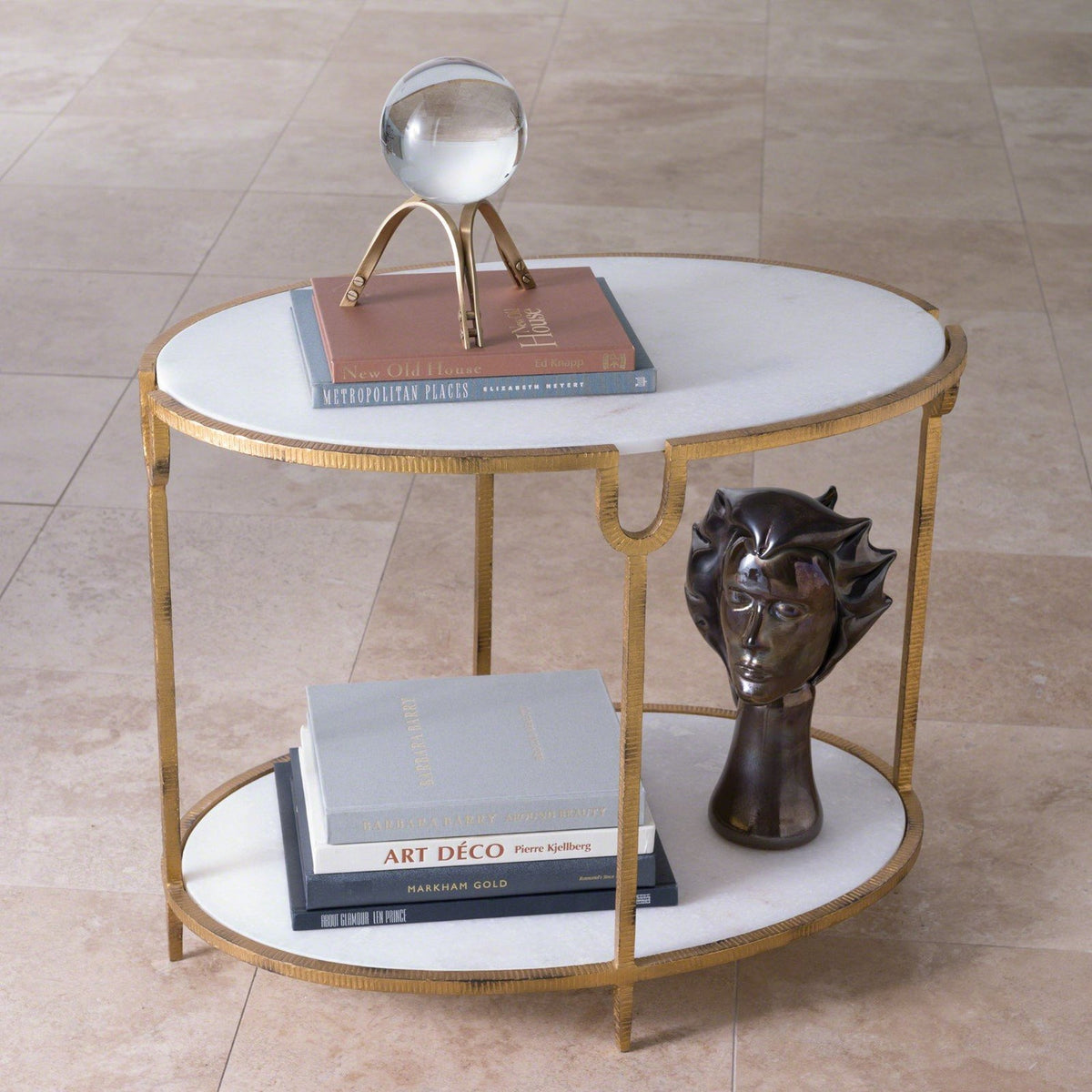 Global Views Iron Stone Side Table