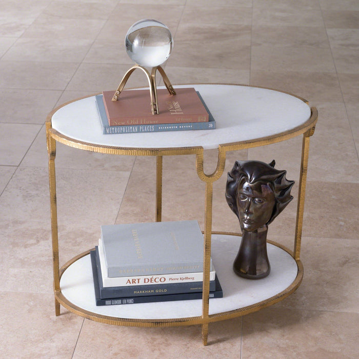 Global Views Iron/Stone Side Table