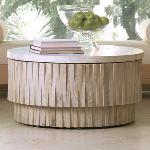 Global Views Round Teeter Totter Stone Cocktail Table