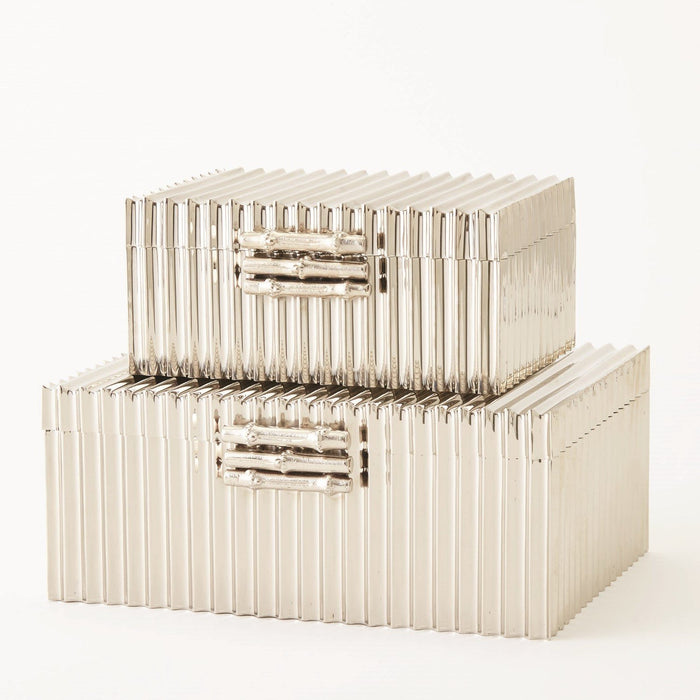 Global Views Corrugated Bamboo Box-Nickel