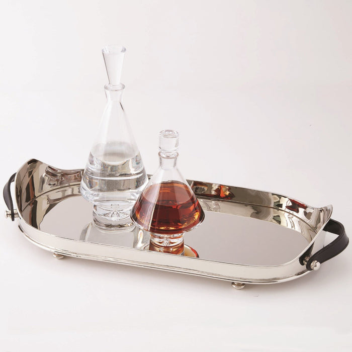 Global Views Drinks Tray With Leather Handles