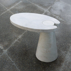 Global Views White Marble Cone Cantilever Table