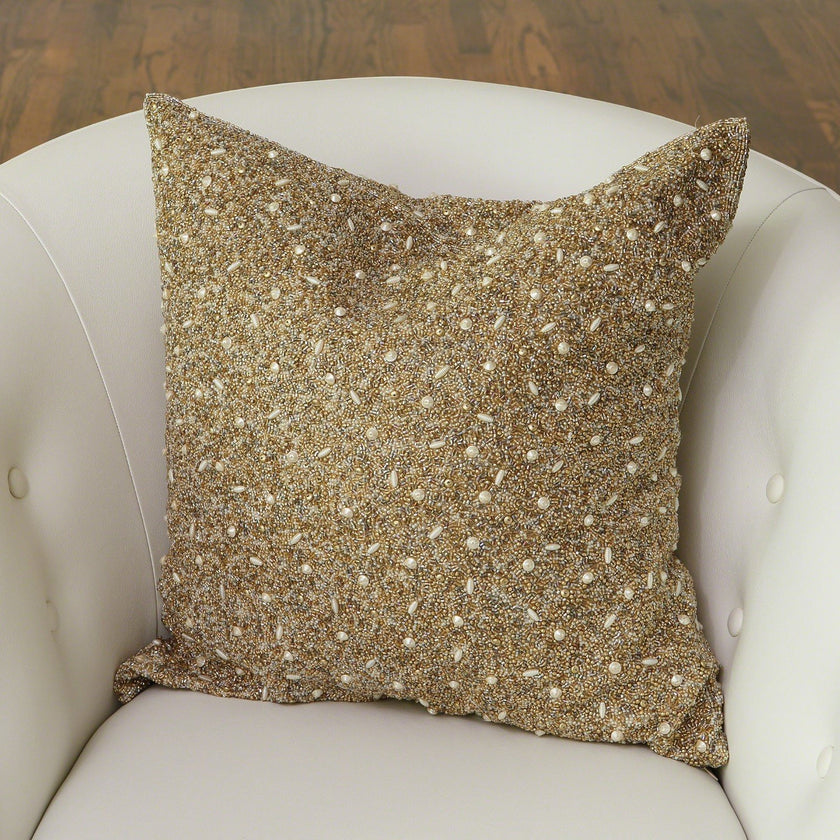 Global Views Golden Beaded Pillow