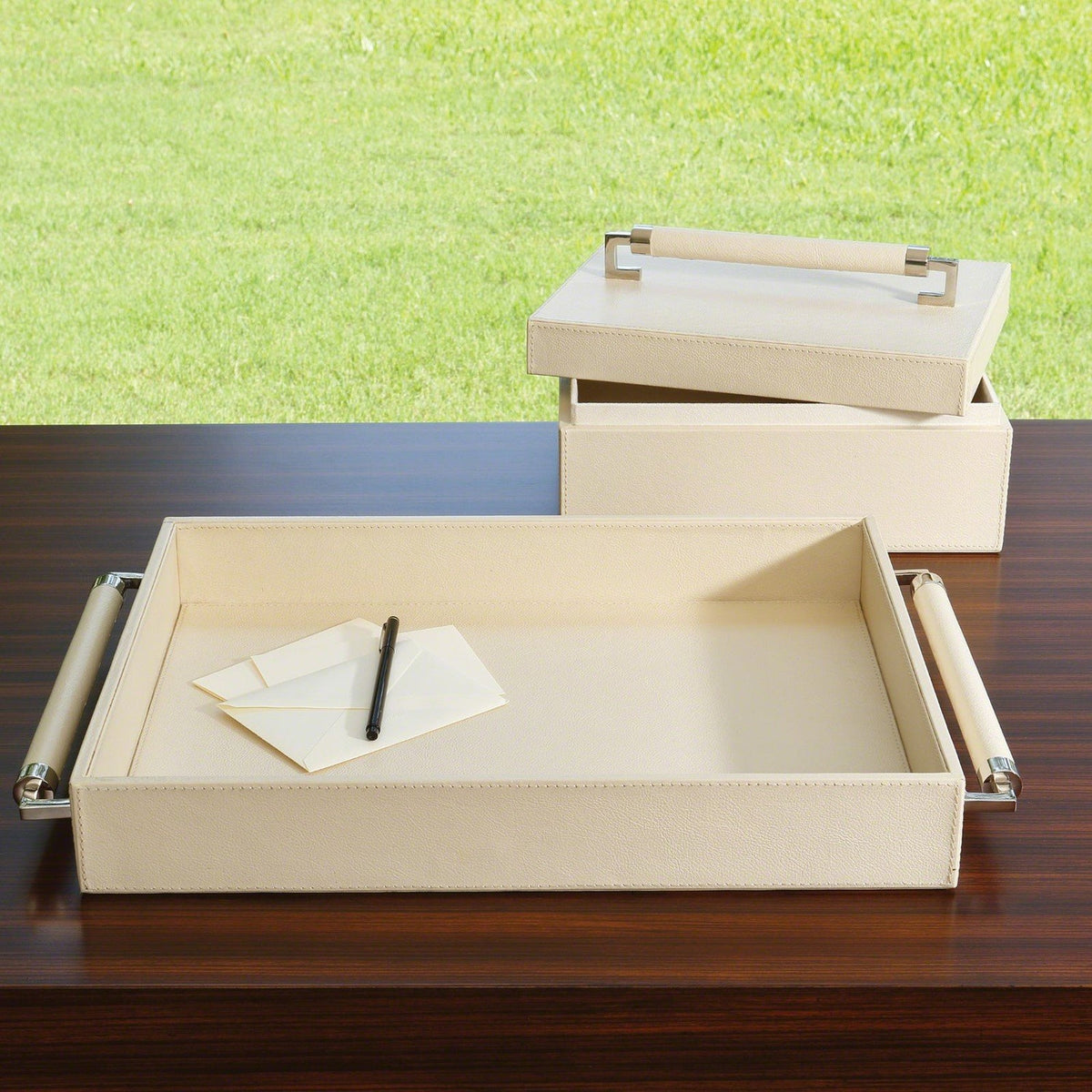 Global Views Wrapped Leather Handle Box